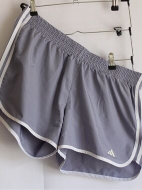 adidas Light Gray Athletic Shorts with White Trim